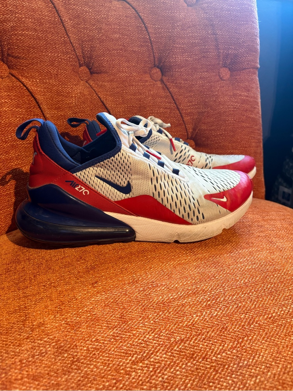 Nike Air Max 270 "USA" sneakers in a red, white, and blue colorway